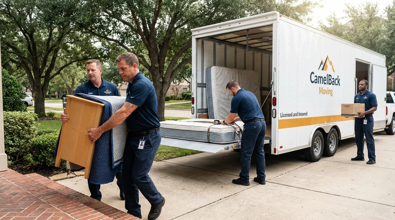 Crew loading residential truck for cross-state move from Fort Belvoir, VA