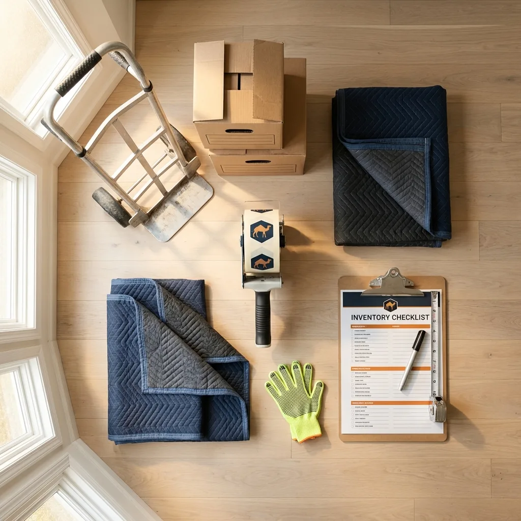Professional moving supplies and packing materials layout for Fort Belvoir residential relocations